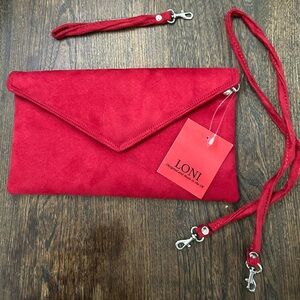 LONI Red Suede  Women's Clutch Bag